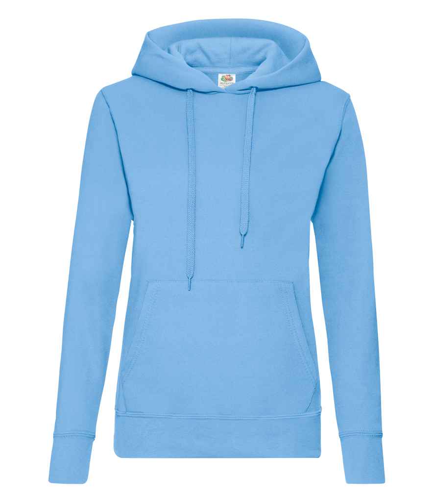 Fruit of the Loom Classic Lady Fit Hooded Sweatshirt in by Fruit of the Loom — Custom branded clothing by Print Press, featuring premium embroidery produced in our specialist print lab in the UK.