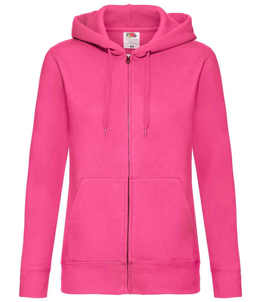 Fruit of the Loom Premium Lady Fit Zip Hooded Jacket in by Fruit of the Loom — Custom branded clothing by Print Press, featuring premium embroidery produced in our specialist print lab in the UK.