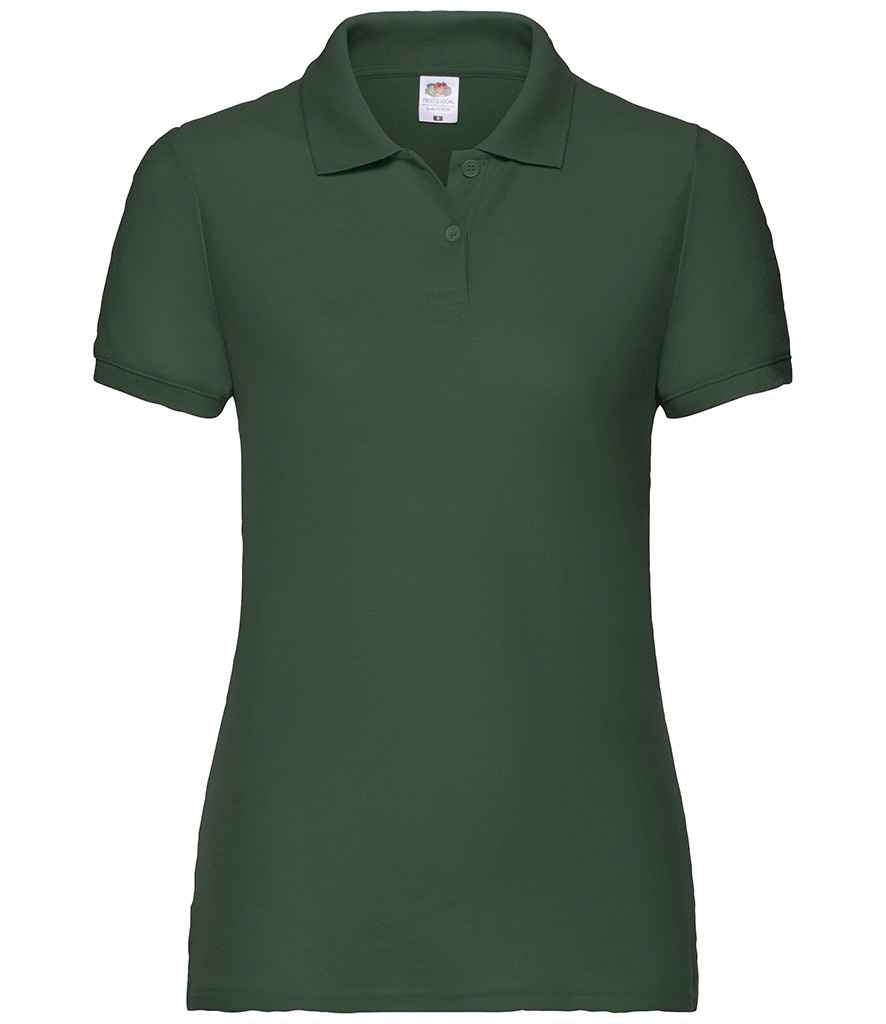 Fruit of the Loom Lady Fit Pique Polo Shirt in Bottle Green by Fruit of the Loom — Custom branded clothing by Print Press, featuring premium embroidery produced in our specialist print lab in the UK.