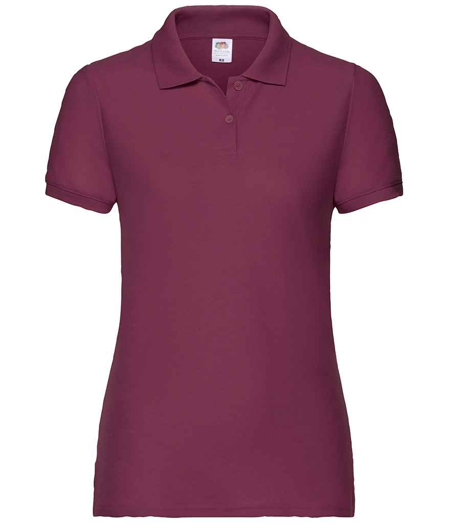 Fruit of the Loom Lady Fit Pique Polo Shirt in Burgundy by Fruit of the Loom — Custom branded clothing by Print Press, featuring premium embroidery produced in our specialist print lab in the UK.