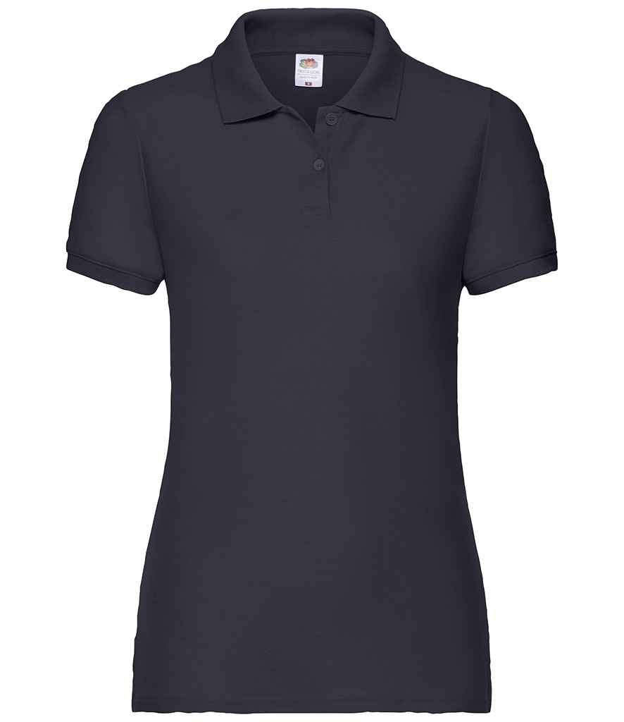 Fruit of the Loom Lady Fit Pique Polo Shirt in Deep Navy by Fruit of the Loom — Custom branded clothing by Print Press, featuring premium embroidery produced in our specialist print lab in the UK.