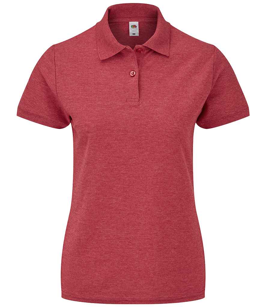 Fruit of the Loom Lady Fit Pique Polo Shirt in Heather Red by Fruit of the Loom — Custom branded clothing by Print Press, featuring premium embroidery produced in our specialist print lab in the UK.