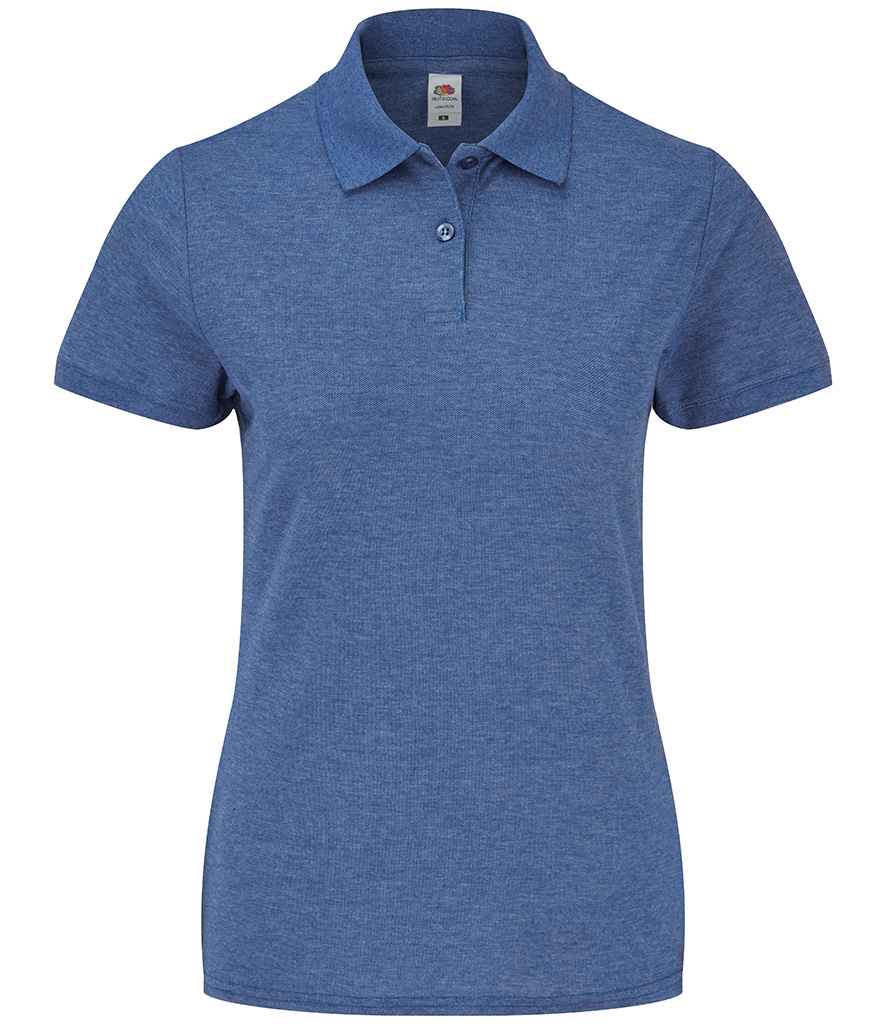 Fruit of the Loom Lady Fit Pique Polo Shirt in Heather Royal by Fruit of the Loom — Custom branded clothing by Print Press, featuring premium embroidery produced in our specialist print lab in the UK.