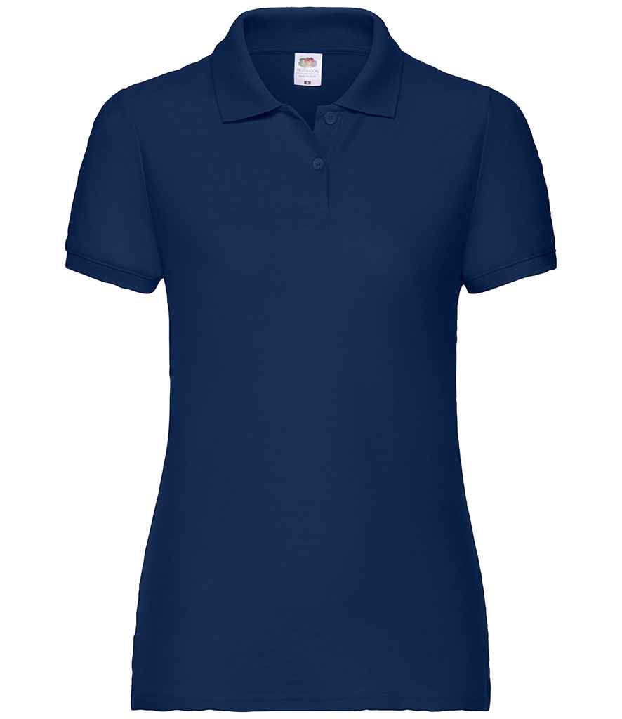 Fruit of the Loom Lady Fit Pique Polo Shirt in Navy by Fruit of the Loom — Custom branded clothing by Print Press, featuring premium embroidery produced in our specialist print lab in the UK.
