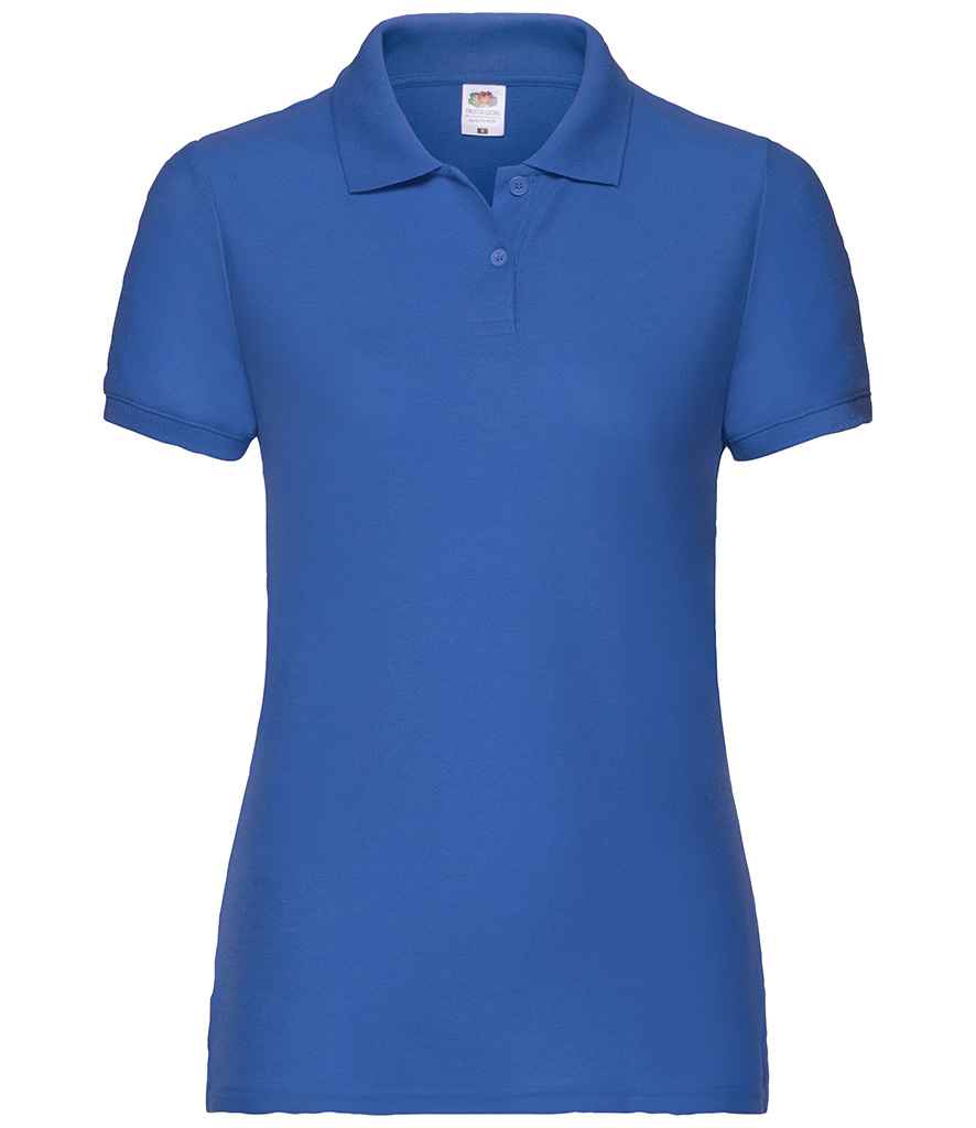 Fruit of the Loom Lady Fit Pique Polo Shirt in Royal Blue by Fruit of the Loom — Custom branded clothing by Print Press, featuring premium embroidery produced in our specialist print lab in the UK.