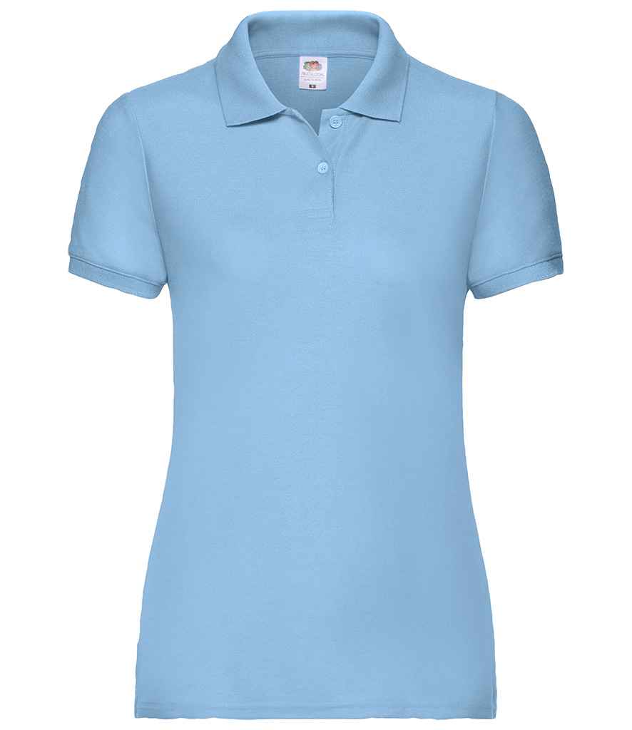 Fruit of the Loom Lady Fit Pique Polo Shirt in Sky Blue by Fruit of the Loom — Custom branded clothing by Print Press, featuring premium embroidery produced in our specialist print lab in the UK.