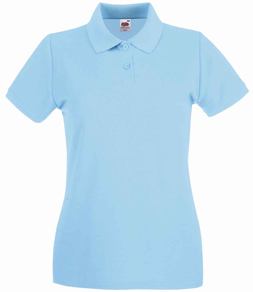 Fruit of the Loom Lady-Fit Premium Cotton Pique Polo Shirt in by Fruit of the Loom — Custom branded clothing by Print Press, featuring premium embroidery produced in our specialist print lab in the UK.