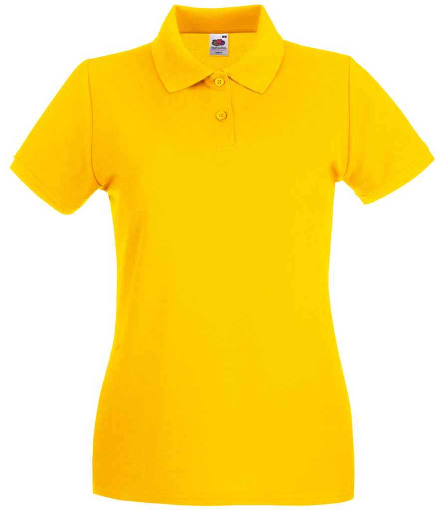 Fruit of the Loom Lady-Fit Premium Cotton Pique Polo Shirt in by Fruit of the Loom — Custom branded clothing by Print Press, featuring premium embroidery produced in our specialist print lab in the UK.