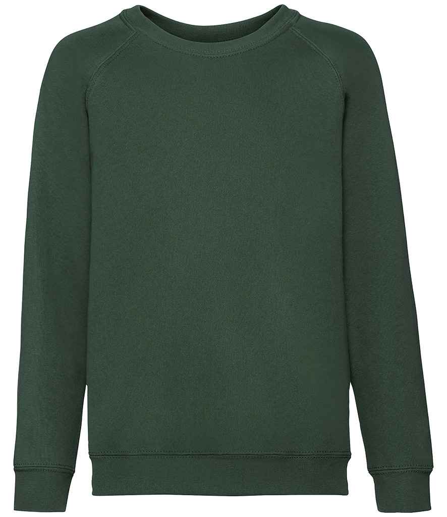 Fruit of the Loom Kids Classic Raglan Sweatshirt in by Fruit of the Loom — Custom branded clothing by Print Press, featuring premium embroidery produced in our specialist print lab in the UK.