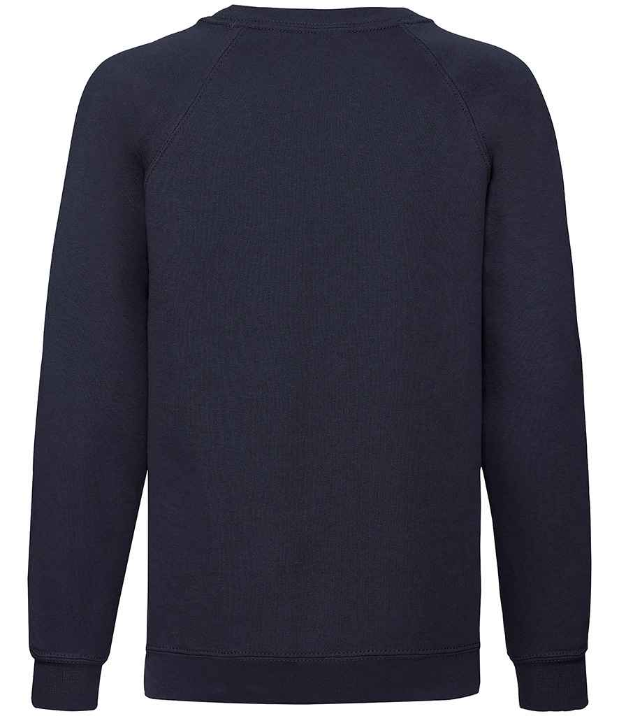 Fruit of the Loom Kids Classic Raglan Sweatshirt in by Fruit of the Loom — Custom branded clothing by Print Press, featuring premium embroidery produced in our specialist print lab in the UK.
