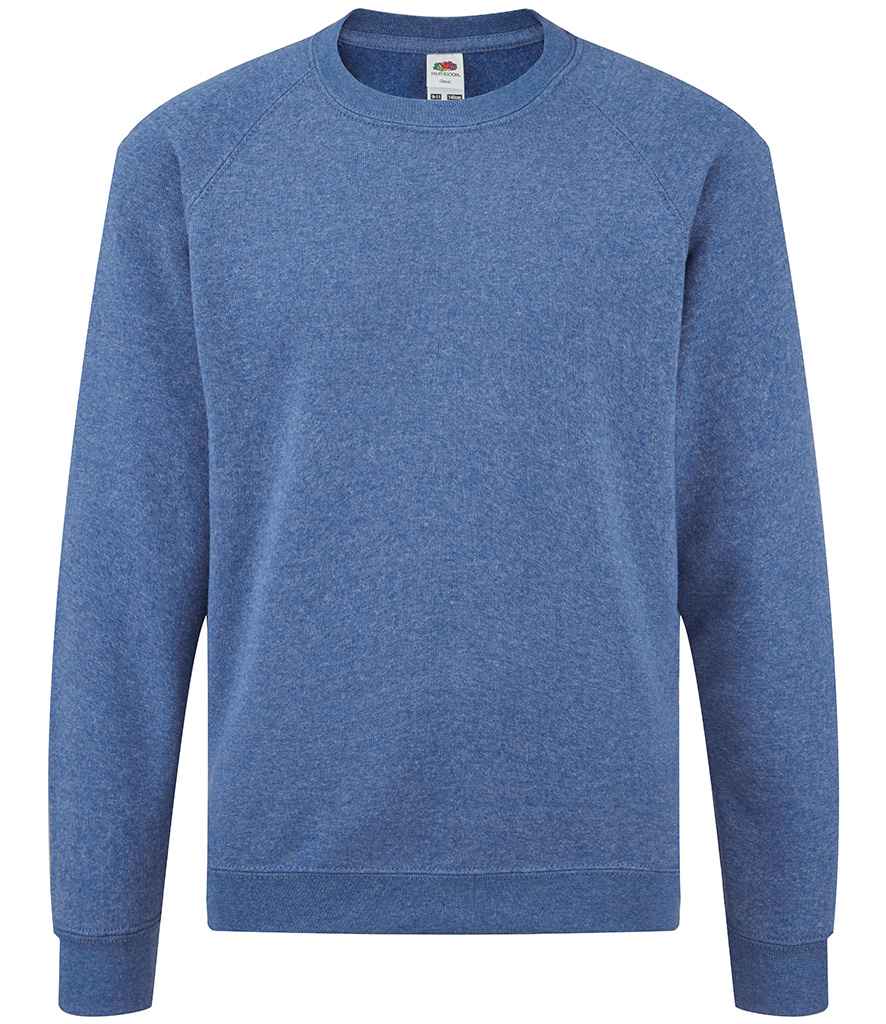 Fruit of the Loom Kids Classic Raglan Sweatshirt in Heather Royal by Fruit of the Loom — Custom branded clothing by Print Press, featuring premium embroidery produced in our specialist print lab in the UK.