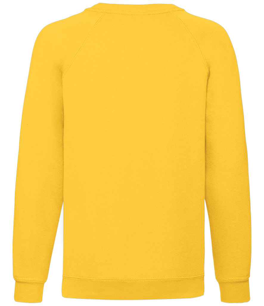 Fruit of the Loom Kids Classic Raglan Sweatshirt in by Fruit of the Loom — Custom branded clothing by Print Press, featuring premium embroidery produced in our specialist print lab in the UK.