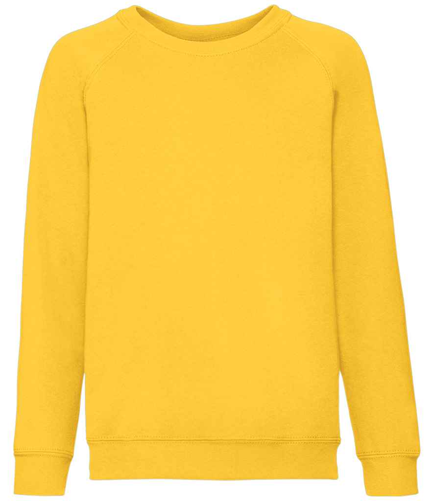 Fruit of the Loom Kids Classic Raglan Sweatshirt in by Fruit of the Loom — Custom branded clothing by Print Press, featuring premium embroidery produced in our specialist print lab in the UK.