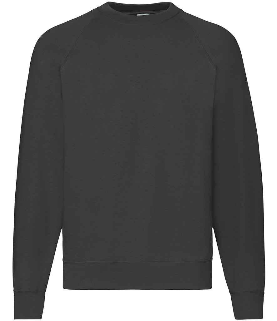Fruit of the Loom Classic Raglan Sweatshirt in Black by Fruit of the Loom — Custom branded clothing by Print Press, featuring premium embroidery produced in our specialist print lab in the UK.