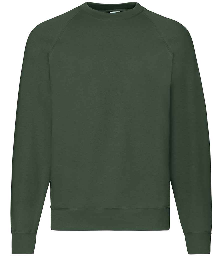 Fruit of the Loom Classic Raglan Sweatshirt in Bottle Green by Fruit of the Loom — Custom branded clothing by Print Press, featuring premium embroidery produced in our specialist print lab in the UK.