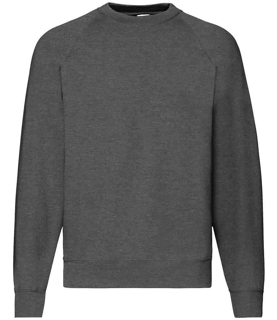 Fruit of the Loom Classic Raglan Sweatshirt in Dark Heather by Fruit of the Loom — Custom branded clothing by Print Press, featuring premium embroidery produced in our specialist print lab in the UK.