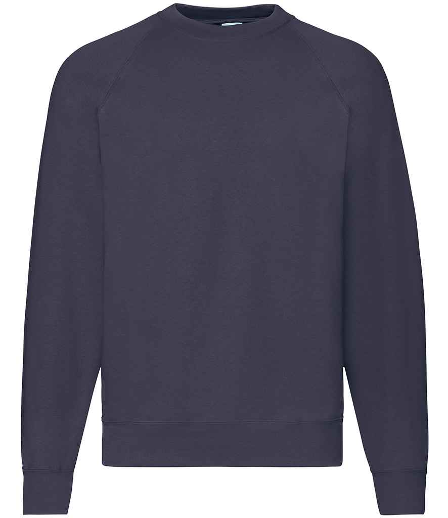 Fruit of the Loom Classic Raglan Sweatshirt in Deep Navy by Fruit of the Loom — Custom branded clothing by Print Press, featuring premium embroidery produced in our specialist print lab in the UK.