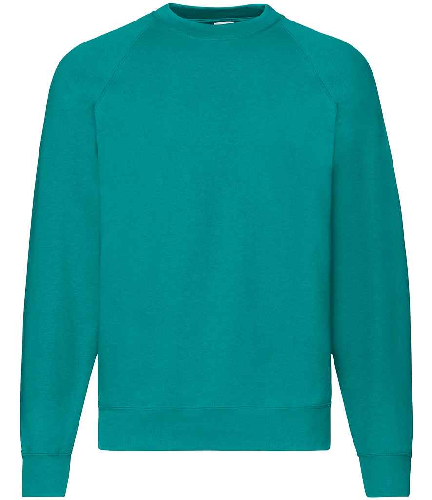 Fruit of the Loom Classic Raglan Sweatshirt in Emerald by Fruit of the Loom — Custom branded clothing by Print Press, featuring premium embroidery produced in our specialist print lab in the UK.