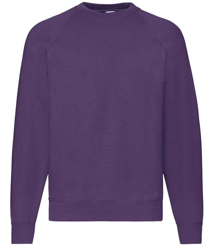 Fruit of the Loom Classic Raglan Sweatshirt in Purple by Fruit of the Loom — Custom branded clothing by Print Press, featuring premium embroidery produced in our specialist print lab in the UK.
