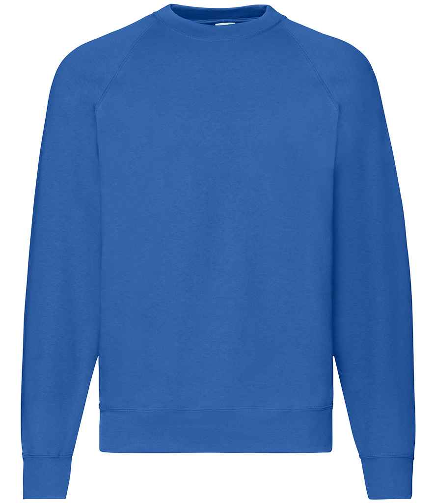 Fruit of the Loom Classic Raglan Sweatshirt in Royal Blue by Fruit of the Loom — Custom branded clothing by Print Press, featuring premium embroidery produced in our specialist print lab in the UK.