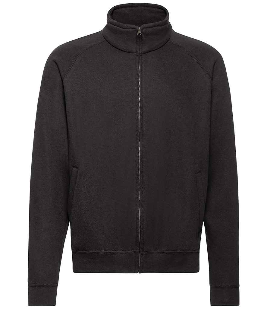 Fruit of the Loom Classic Sweat Jacket in Black by Fruit of the Loom — Custom branded clothing by Print Press, featuring premium embroidery produced in our specialist print lab in the UK.