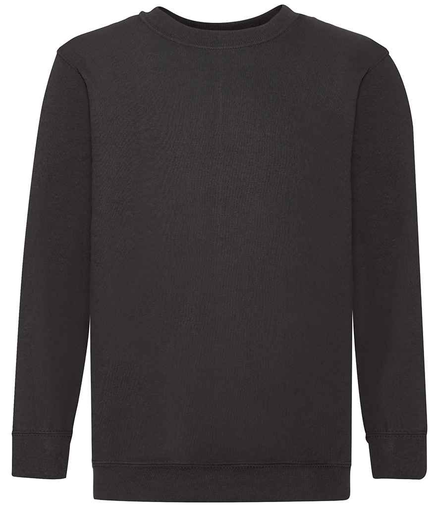 Fruit of the Loom Kids Classic Drop Shoulder Sweatshirt in Black by Fruit of the Loom — Custom branded clothing by Print Press, featuring premium embroidery produced in our specialist print lab in the UK.