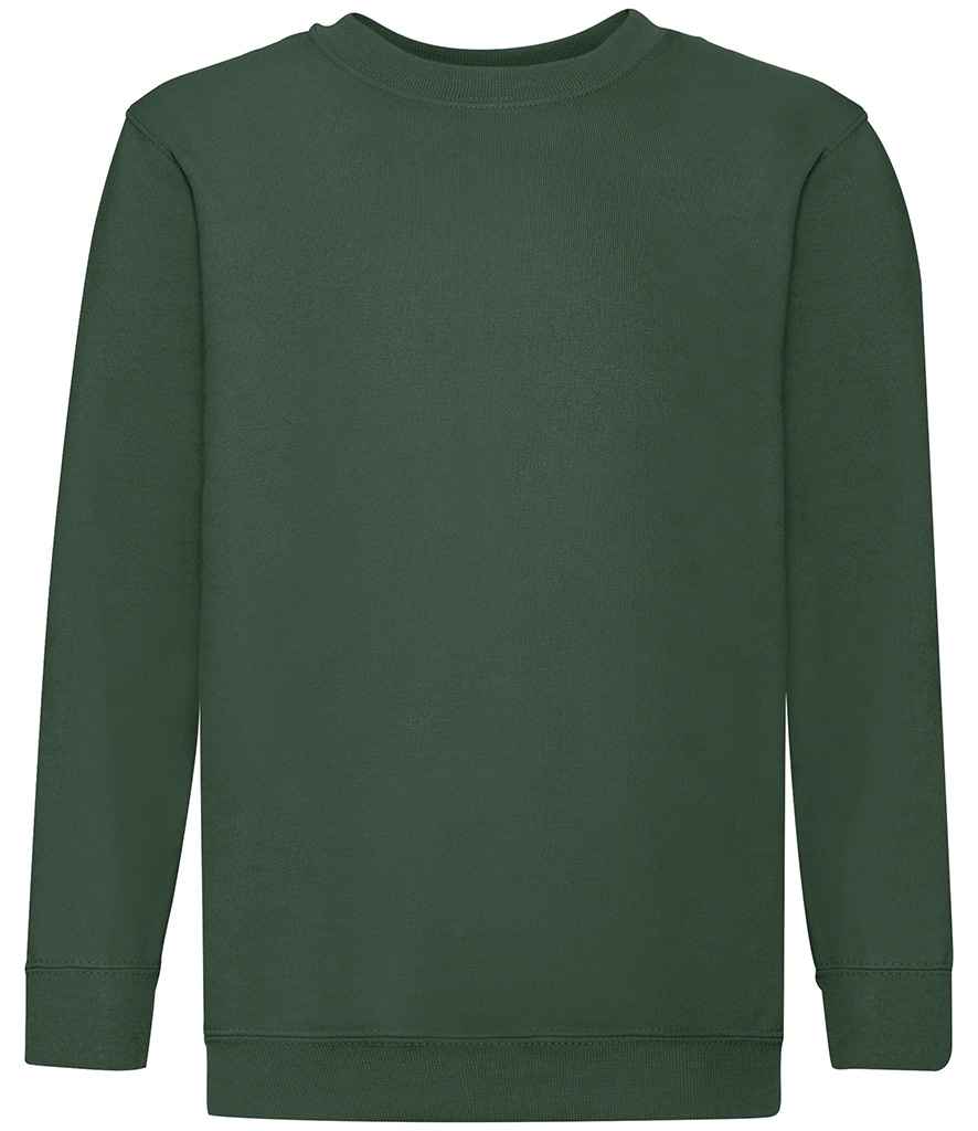Fruit of the Loom Kids Classic Drop Shoulder Sweatshirt in Bottle Green by Fruit of the Loom — Custom branded clothing by Print Press, featuring premium embroidery produced in our specialist print lab in the UK.