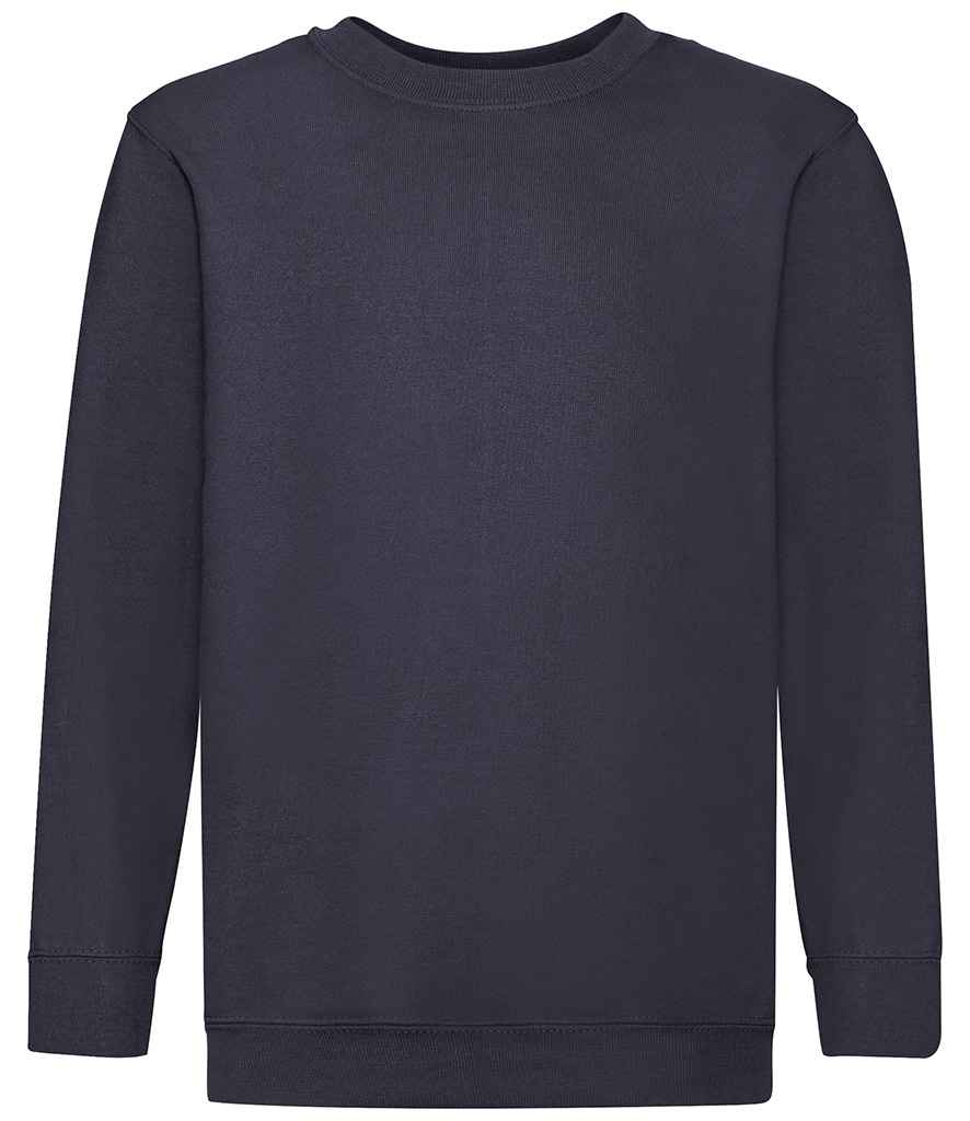 Fruit of the Loom Kids Classic Drop Shoulder Sweatshirt in Deep Navy by Fruit of the Loom — Custom branded clothing by Print Press, featuring premium embroidery produced in our specialist print lab in the UK.