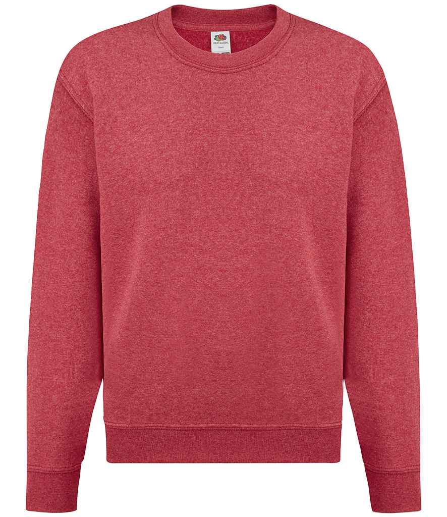 Fruit of the Loom Kids Classic Drop Shoulder Sweatshirt in Heather Red by Fruit of the Loom — Custom branded clothing by Print Press, featuring premium embroidery produced in our specialist print lab in the UK.