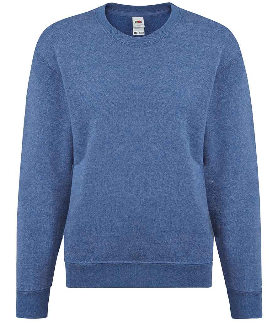 Fruit of the Loom Kids Classic Drop Shoulder Sweatshirt in Heather Royal by Fruit of the Loom — Custom branded clothing by Print Press, featuring premium embroidery produced in our specialist print lab in the UK.