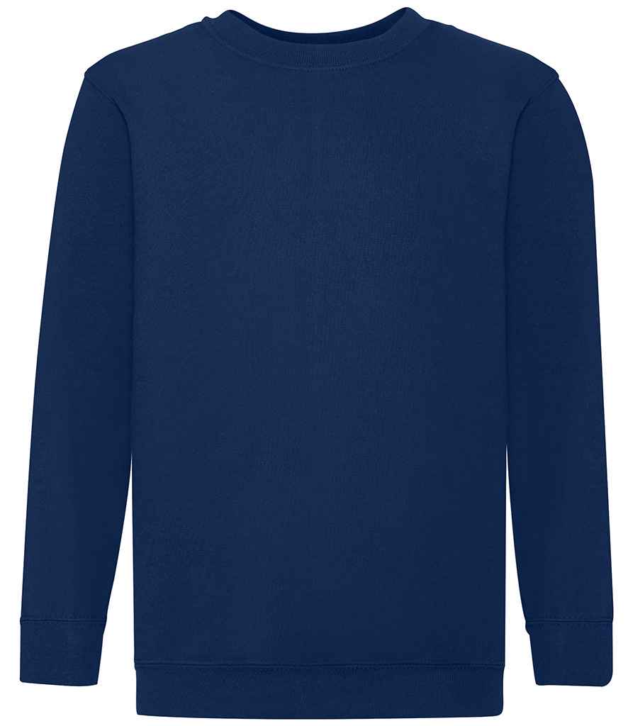 Fruit of the Loom Kids Classic Drop Shoulder Sweatshirt in Navy by Fruit of the Loom — Custom branded clothing by Print Press, featuring premium embroidery produced in our specialist print lab in the UK.