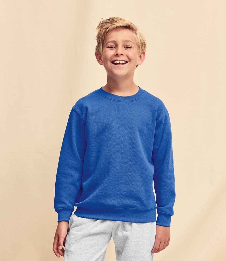 Fruit of the Loom Kids Classic Drop Shoulder Sweatshirt in Royal Blue by Fruit of the Loom — Custom branded clothing by Print Press, featuring premium embroidery produced in our specialist print lab in the UK.