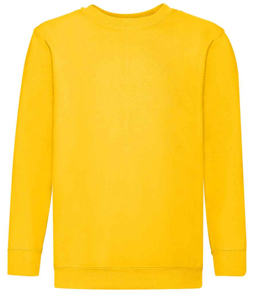 Fruit of the Loom Kids Classic Drop Shoulder Sweatshirt in Sunflower by Fruit of the Loom — Custom branded clothing by Print Press, featuring premium embroidery produced in our specialist print lab in the UK.