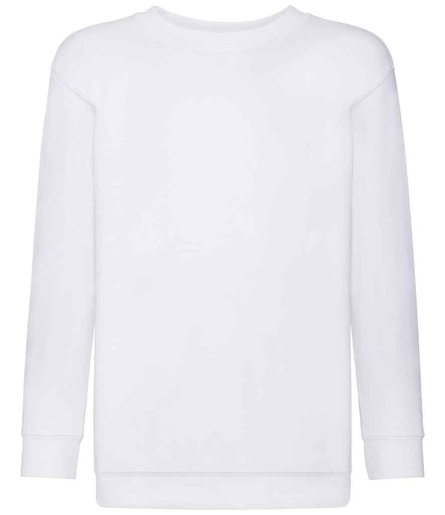 Fruit of the Loom Kids Classic Drop Shoulder Sweatshirt in White by Fruit of the Loom — Custom branded clothing by Print Press, featuring premium embroidery produced in our specialist print lab in the UK.