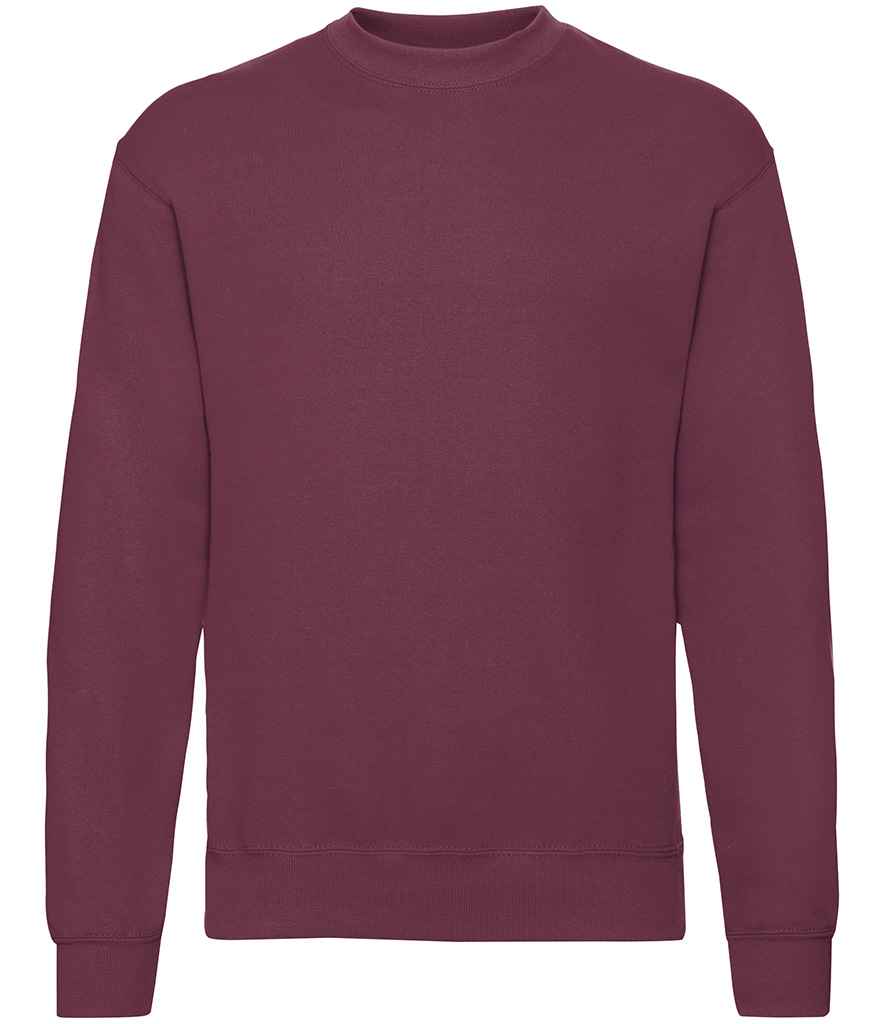 Fruit of the Loom Classic Drop Shoulder Sweatshirt in Burgundy by Fruit of the Loom — Custom branded clothing by Print Press, featuring premium embroidery produced in our specialist print lab in the UK.