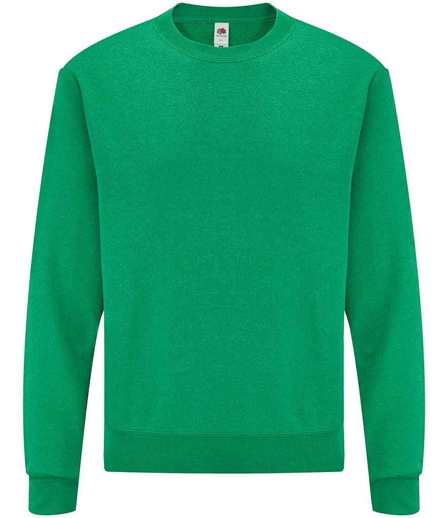 Fruit of the Loom Classic Drop Shoulder Sweatshirt in Heather Green by Fruit of the Loom — Custom branded clothing by Print Press, featuring premium embroidery produced in our specialist print lab in the UK.