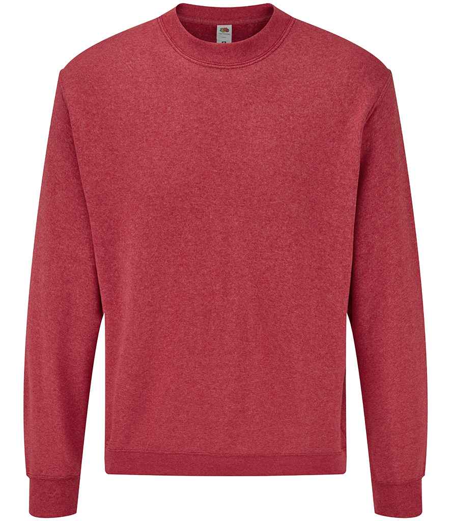 Fruit of the Loom Classic Drop Shoulder Sweatshirt in Heather Red by Fruit of the Loom — Custom branded clothing by Print Press, featuring premium embroidery produced in our specialist print lab in the UK.