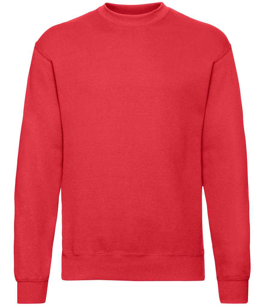 Fruit of the Loom Classic Drop Shoulder Sweatshirt in Red by Fruit of the Loom — Custom branded clothing by Print Press, featuring premium embroidery produced in our specialist print lab in the UK.