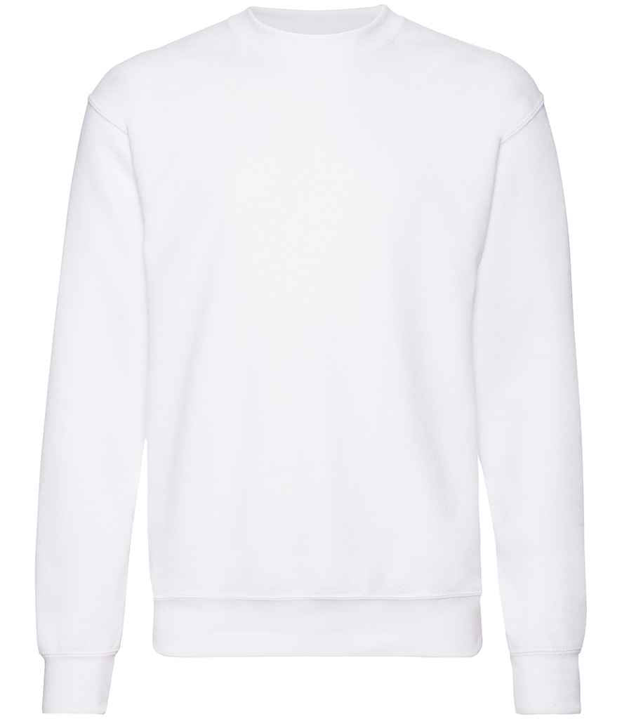 Fruit of the Loom Classic Drop Shoulder Sweatshirt in White by Fruit of the Loom — Custom branded clothing by Print Press, featuring premium embroidery produced in our specialist print lab in the UK.