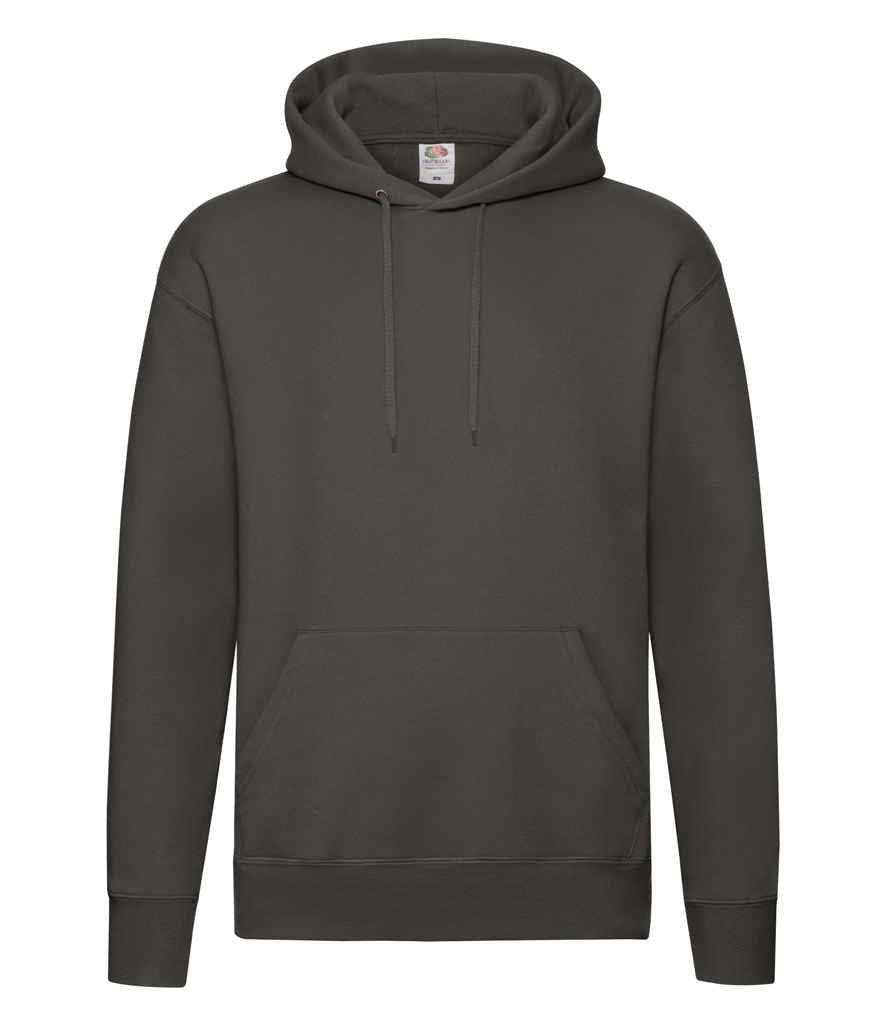Fruit of the Loom Premium Hooded Sweatshirt in Charcoal by Fruit of the Loom — Custom branded clothing by Print Press, featuring premium embroidery produced in our specialist print lab in the UK.