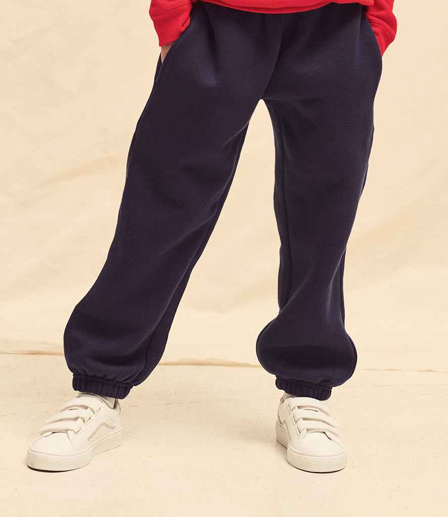 Fruit of the Loom Kids Premium Jog Pants in Deep Navy by Fruit of the Loom — Custom branded clothing by Print Press, featuring premium embroidery produced in our specialist print lab in the UK.