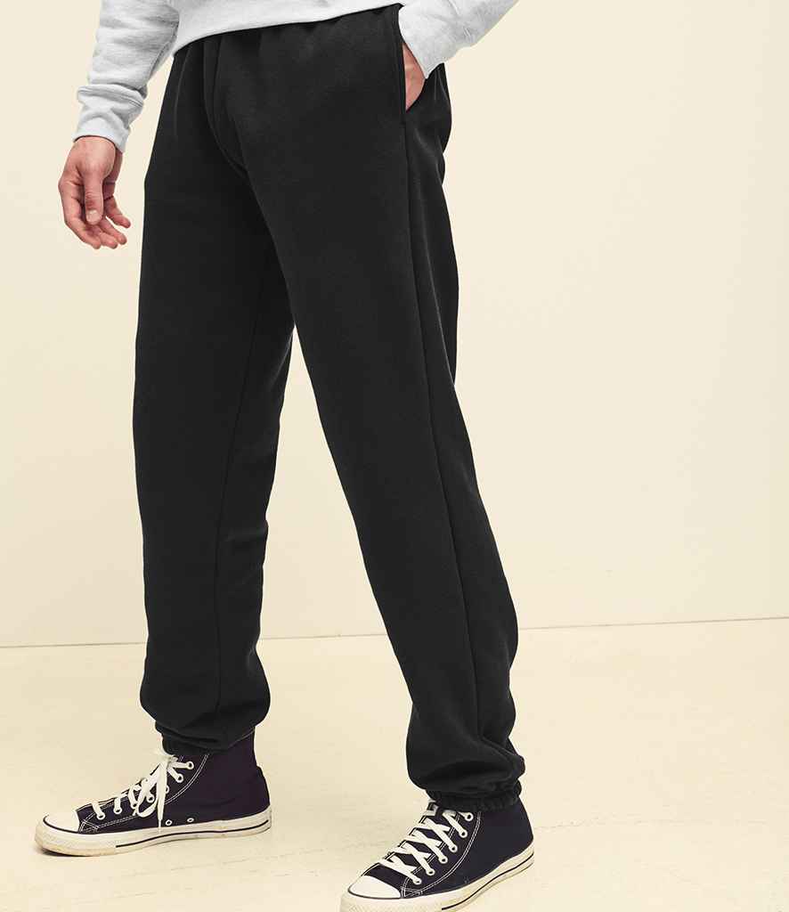 Fruit of the Loom Premium Jog Pants in Black by Fruit of the Loom — Custom branded clothing by Print Press, featuring premium embroidery produced in our specialist print lab in the UK.