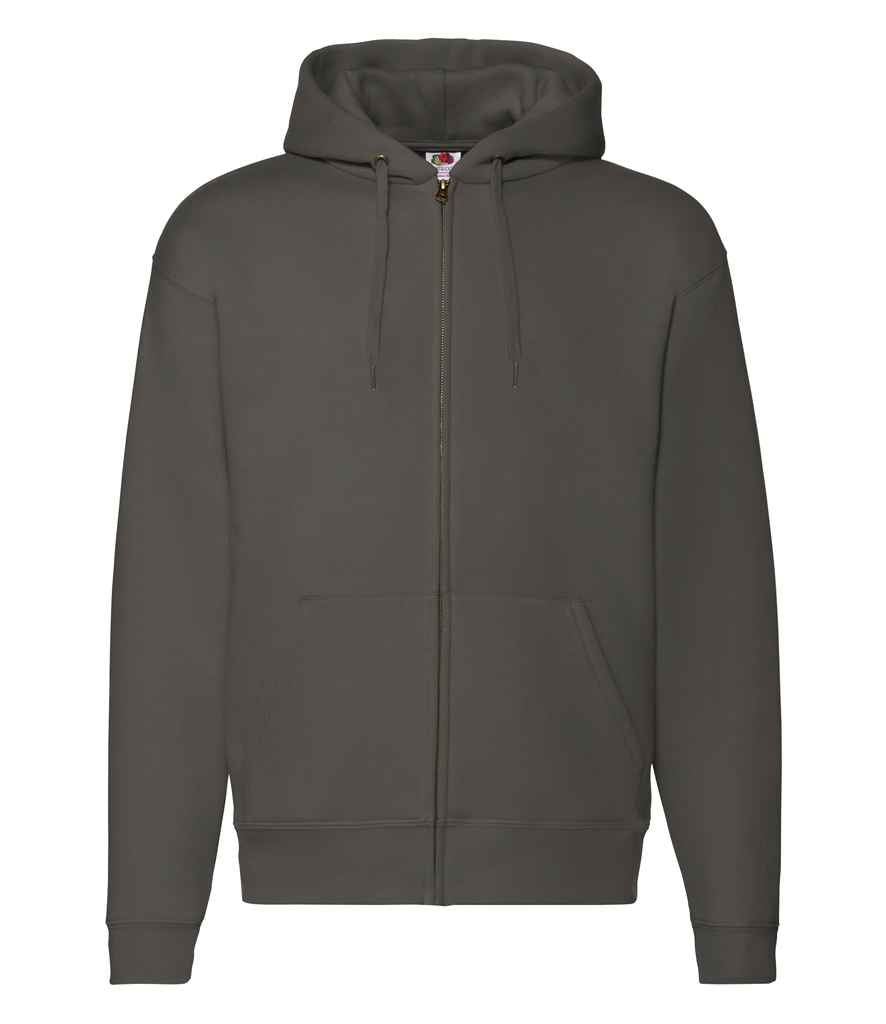 Fruit of the Loom Premium Zip Hooded Sweatshirt in Charcoal by Fruit of the Loom — Custom branded clothing by Print Press, featuring premium embroidery produced in our specialist print lab in the UK.