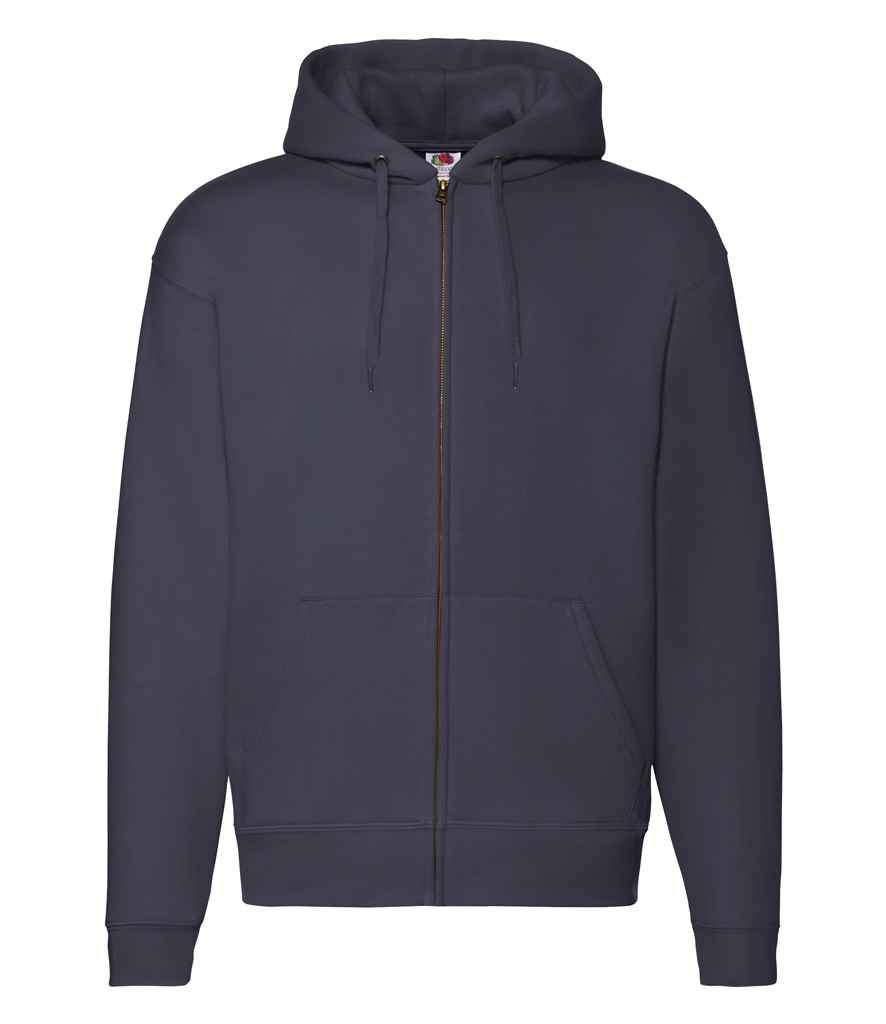 Fruit of the Loom Premium Zip Hooded Sweatshirt in Deep Navy by Fruit of the Loom — Custom branded clothing by Print Press, featuring premium embroidery produced in our specialist print lab in the UK.