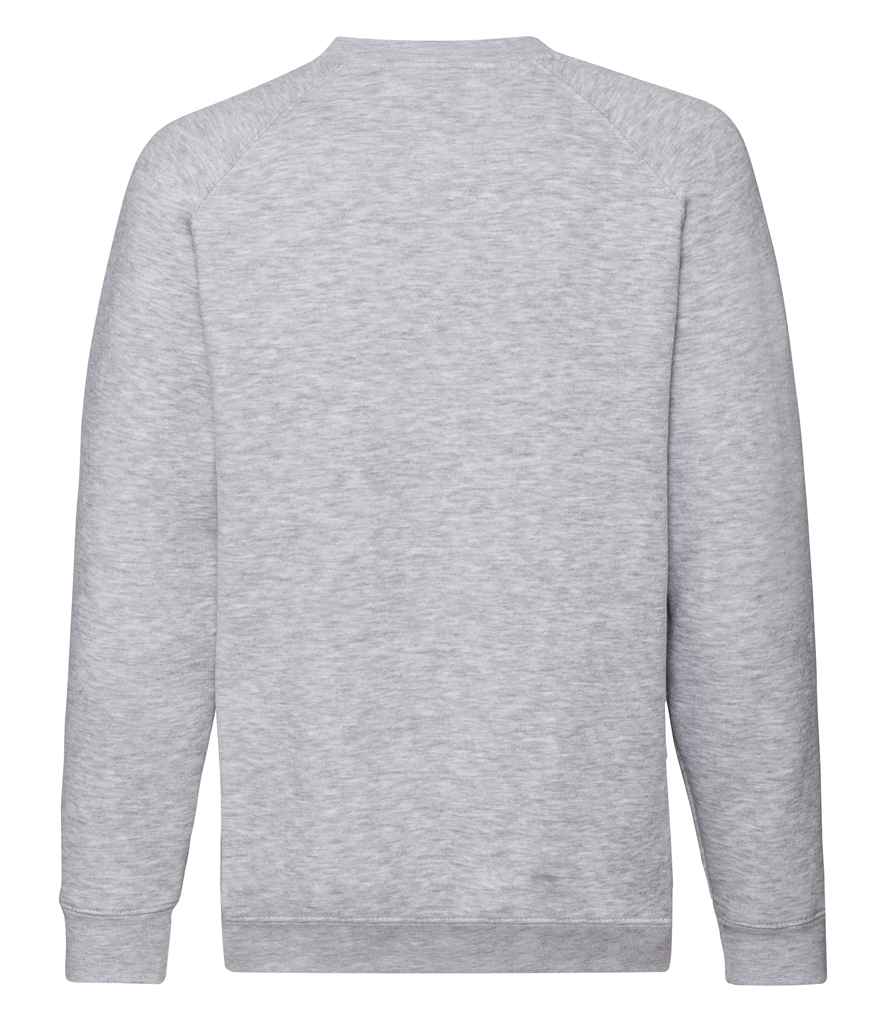 Fruit of the Loom Kids Premium Raglan Sweatshirt in by Fruit of the Loom — Custom branded clothing by Print Press, featuring premium embroidery produced in our specialist print lab in the UK.