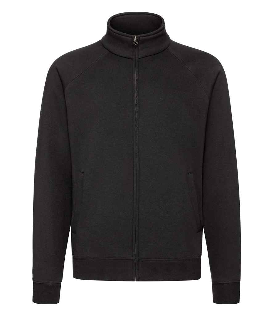 Fruit of the Loom Premium Sweat Jacket in Black by Fruit of the Loom — Custom branded clothing by Print Press, featuring premium embroidery produced in our specialist print lab in the UK.