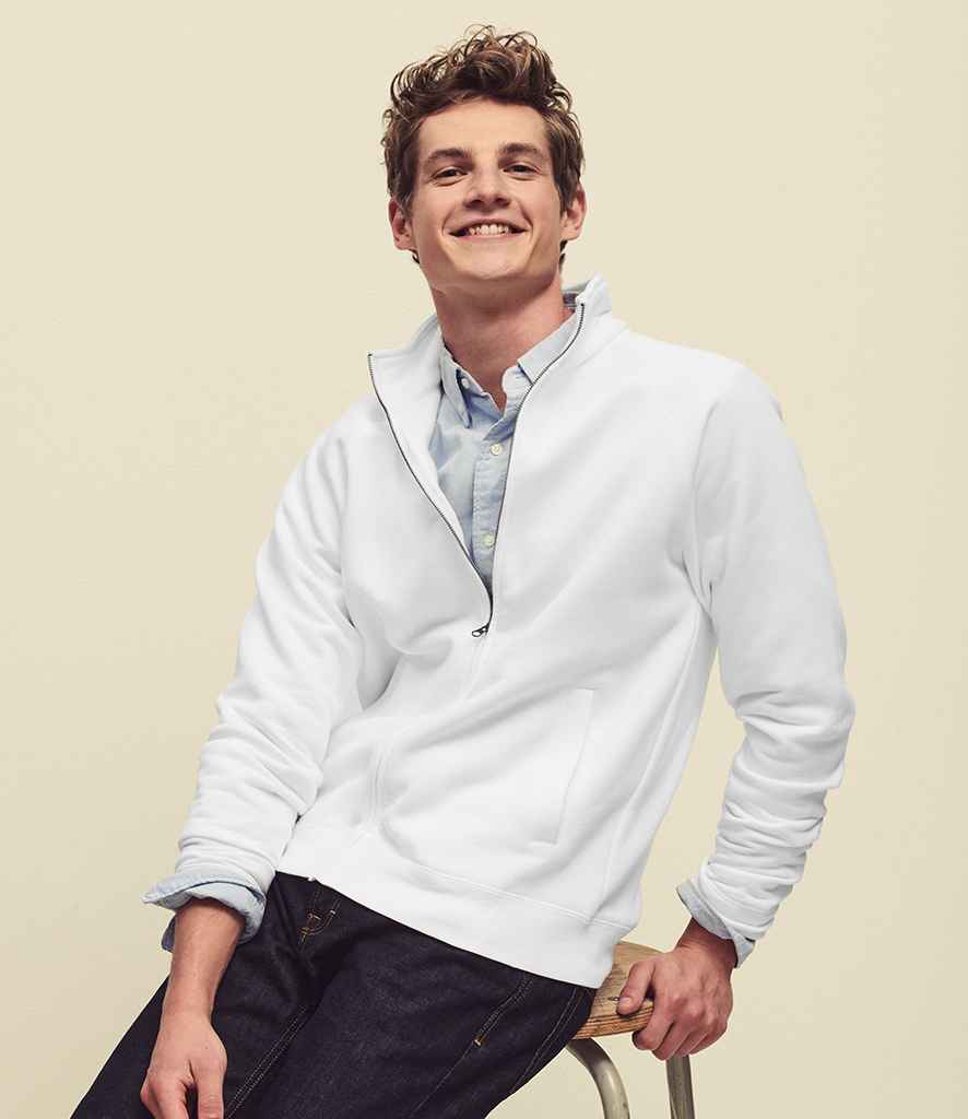 Fruit of the Loom Premium Sweat Jacket in White by Fruit of the Loom — Custom branded clothing by Print Press, featuring premium embroidery produced in our specialist print lab in the UK.