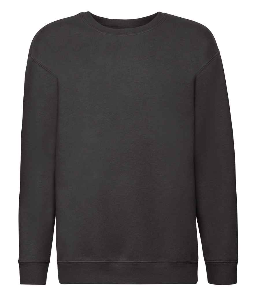 Fruit of the Loom Kids Premium Drop Shoulder Sweatshirt in Black by Fruit of the Loom — Custom branded clothing by Print Press, featuring premium embroidery produced in our specialist print lab in the UK.