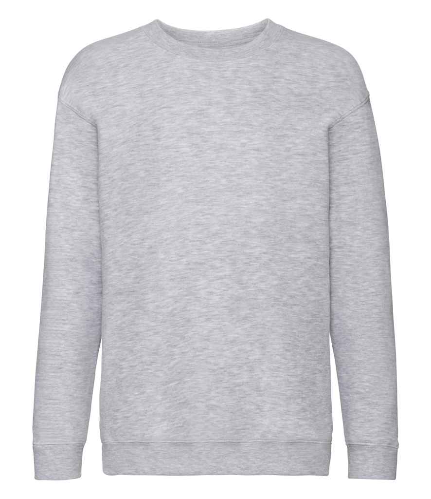 Fruit of the Loom Kids Premium Drop Shoulder Sweatshirt in Heather Grey by Fruit of the Loom — Custom branded clothing by Print Press, featuring premium embroidery produced in our specialist print lab in the UK.