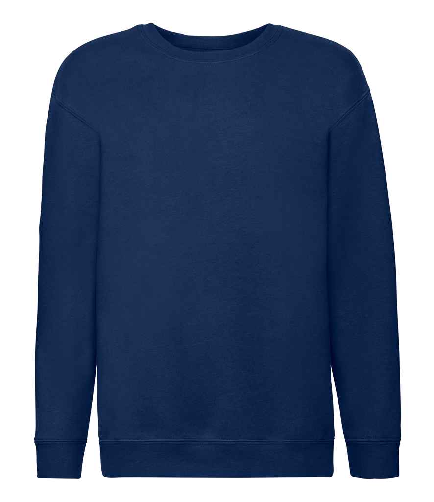 Fruit of the Loom Kids Premium Drop Shoulder Sweatshirt in Navy by Fruit of the Loom — Custom branded clothing by Print Press, featuring premium embroidery produced in our specialist print lab in the UK.